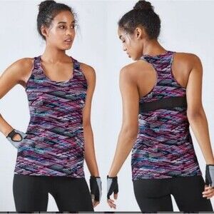 Fabletics  Purple Digital Print Mary Racerbank Tank Sz m